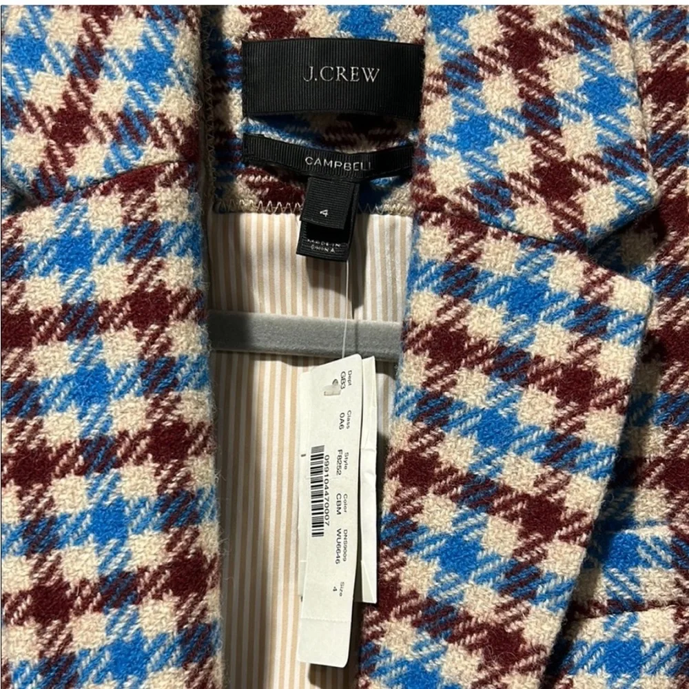 J.Crew plaid elbow patch Campbell blazer plaid houndstooth RARE - Picture 4 of 10